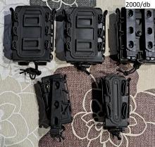 SOFT SHELL RIFLE 5,56 MAG POUCH WITH MOLLE CLIPS - BLACK [TMC] + SOFT SHELL PISTOL MAG POUCH WITH MOLLE CLIP - BLACK [TMC] 